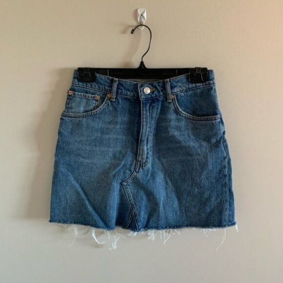 Zara Premium Denim Collection Raw Hem Jean Skirt - Picture 5 of 9